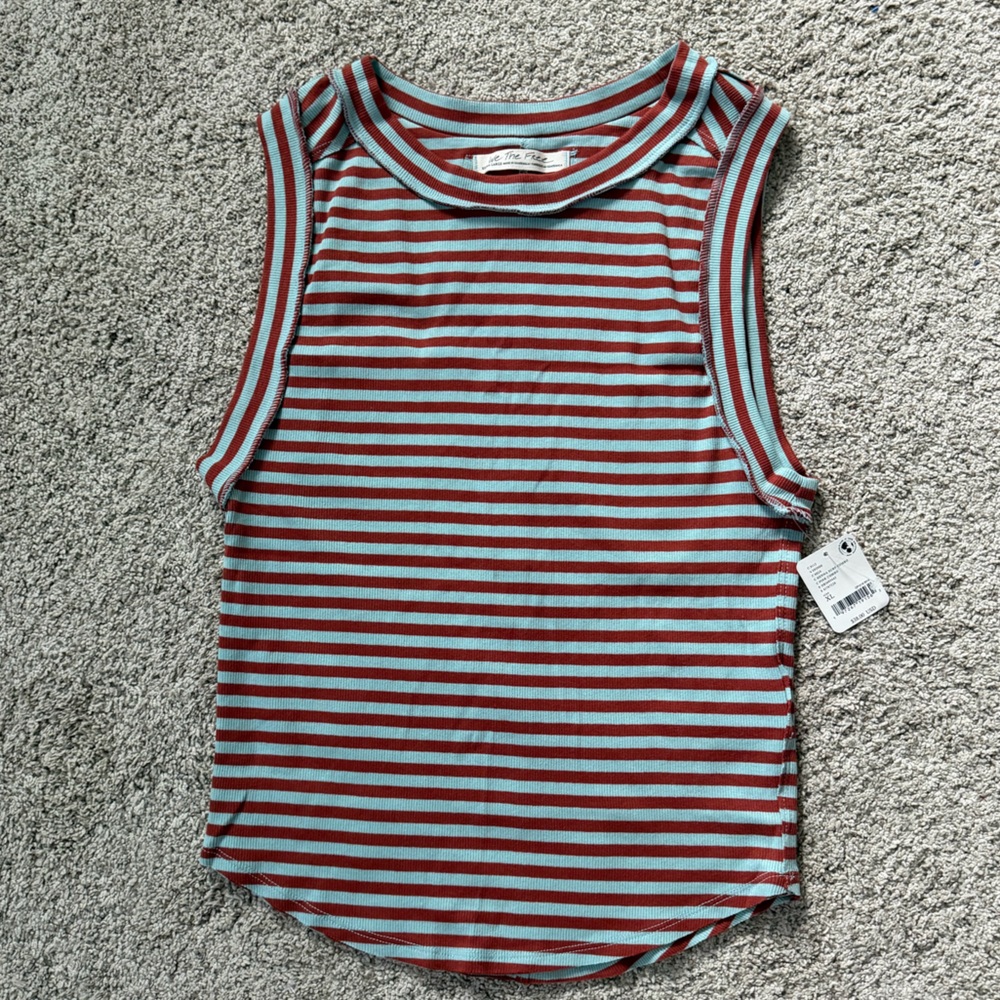 Free People Striped Ribbed Tank